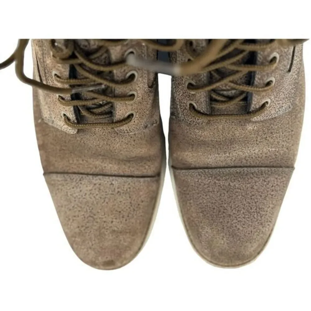 Cole Haan Lunargrand Lace Combat Cap Toe Boots Beige Suede Mens Size 10 M C12018